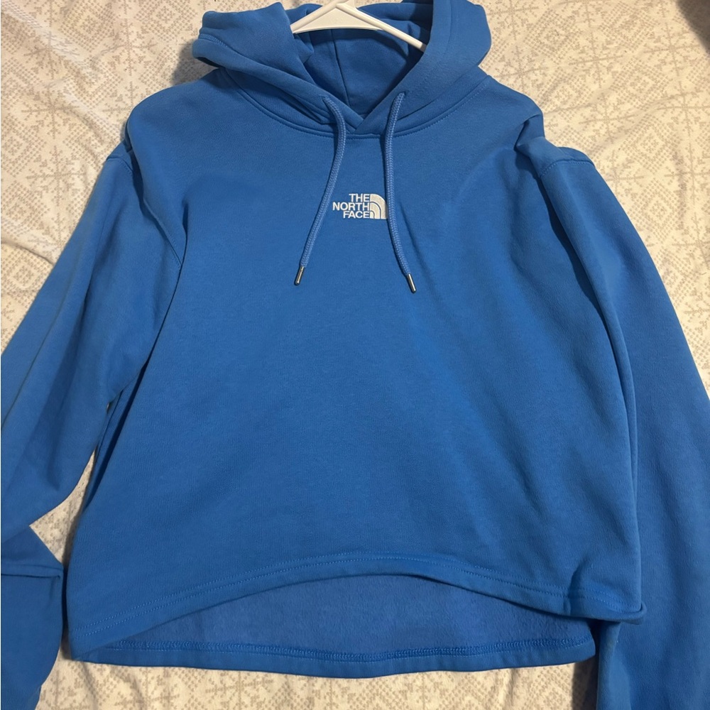 The North Face Light Blue Women's Hoodie with Logo Tag